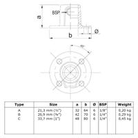 Buiskoppeling Ronde voetplaat met doorloop - zwart-B / 26,9 mm